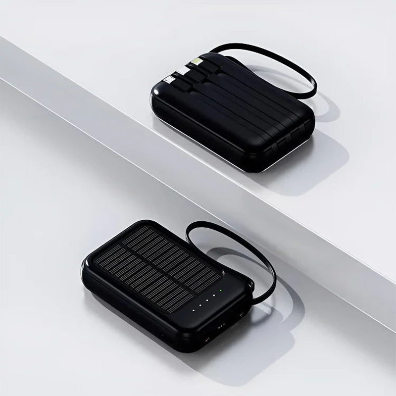🔋 POWER WHEN YOU NEED IT MOST  ☀️ SOLAR BACKUP CHARGING  ⚡ FAST CHARGINGSelf-contained Mini Solar Power Bank with Built-in Cable