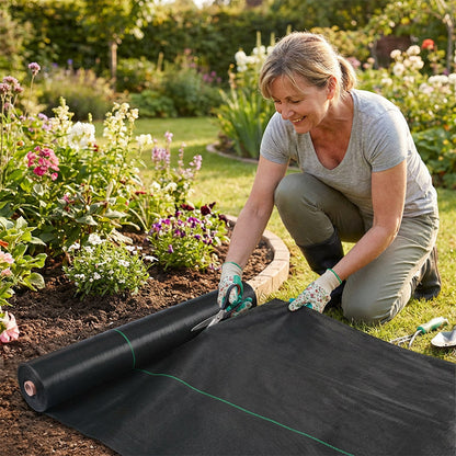 ⛏🌿 Weed Control Fabric – Blocks Sunlight, Breathable & Perfect for Garden Beds & Pathways 📉