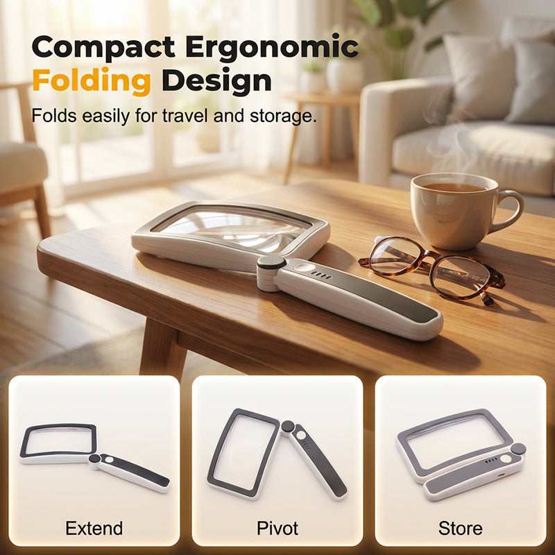 🔍💡Foldable, Handheld Reading Magnifier with Illumination 📖✨