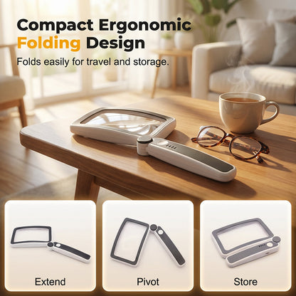 🔍💡Foldable, Handheld Reading Magnifier with Illumination 📖✨