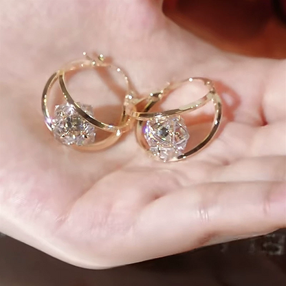 ✨50% OFF NOW! ✨Double-hoop earrings with sparkling zirconia spheres