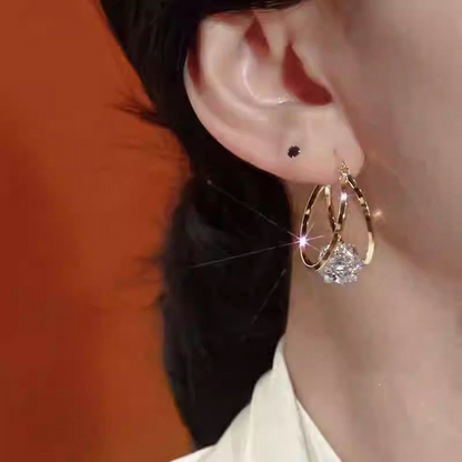 ✨50% OFF NOW! ✨Double-hoop earrings with sparkling zirconia spheres
