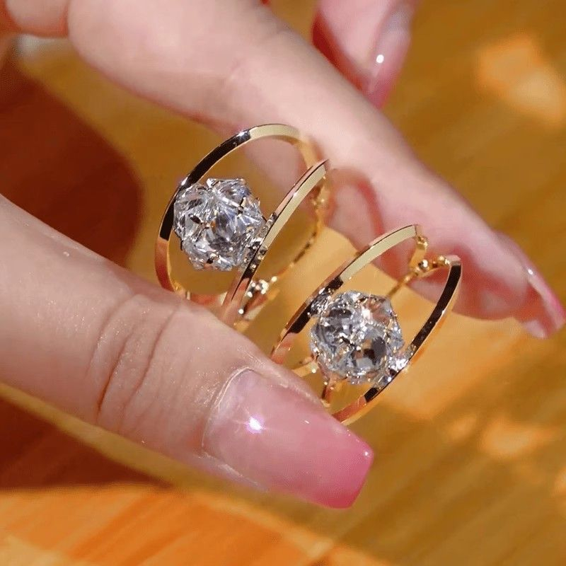 ✨50% OFF NOW! ✨Double-hoop earrings with sparkling zirconia spheres