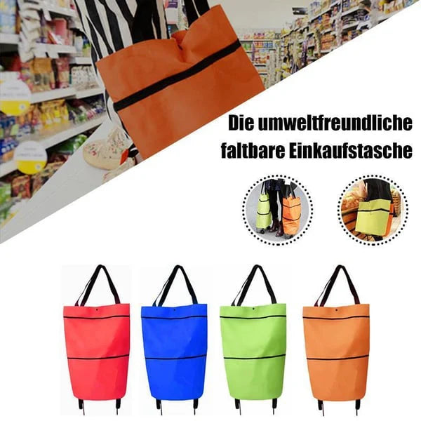 🔥HOT SALE🔥2-in-1 Foldable Shopping Trolley – Sturdy Shopping Bag on Wheels for Supermarket, Market & Travel