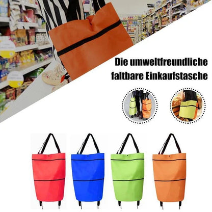 🔥HOT SALE🔥2-in-1 Foldable Shopping Trolley – Sturdy Shopping Bag on Wheels for Supermarket, Market & Travel