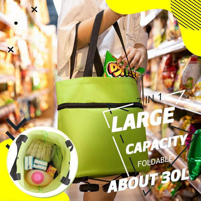 🔥HOT SALE🔥2-in-1 Foldable Shopping Trolley – Sturdy Shopping Bag on Wheels for Supermarket, Market & Travel
