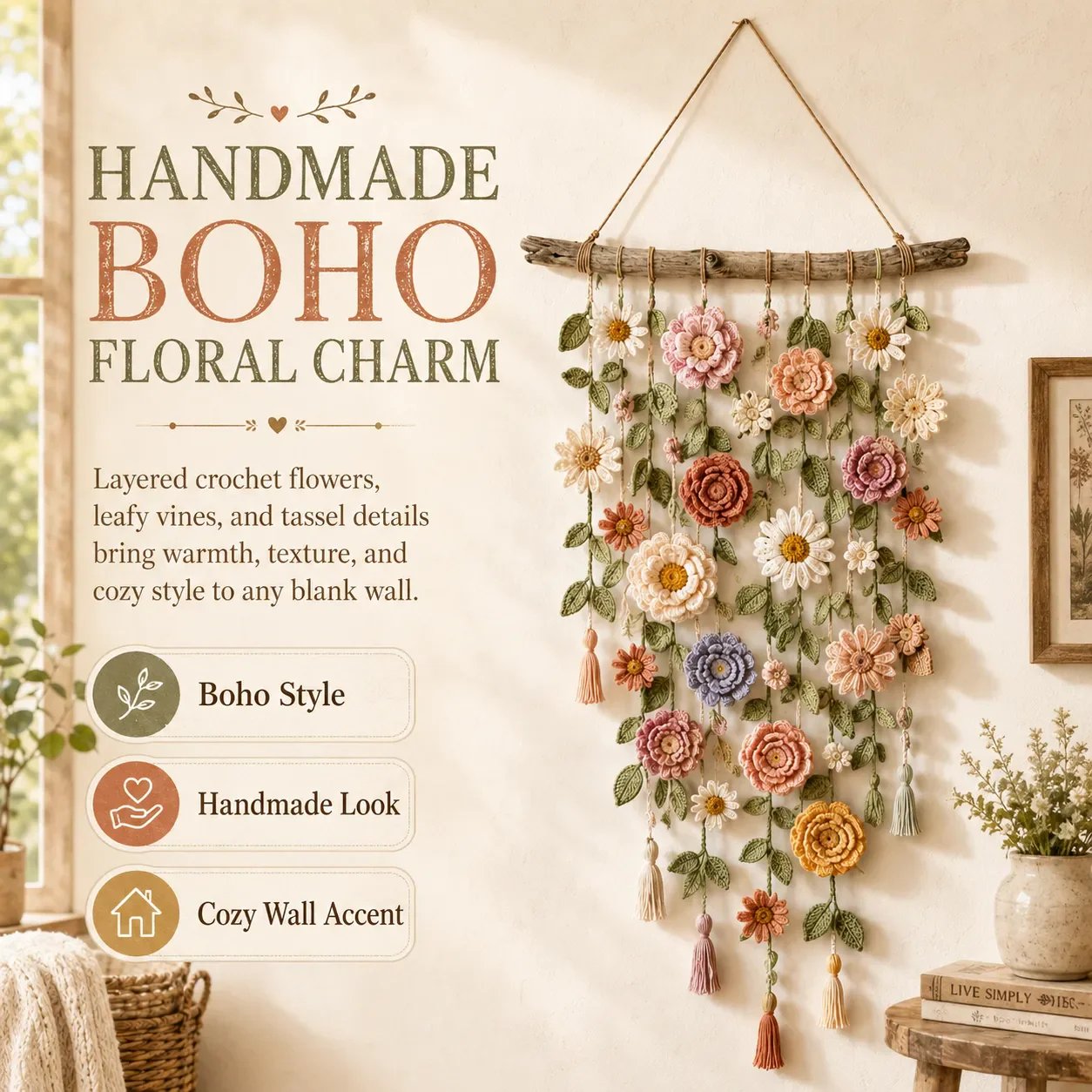 🌸Crochet Flower Wall Hanging Decor