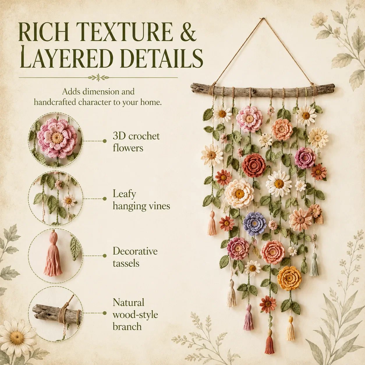 🌸Crochet Flower Wall Hanging Decor