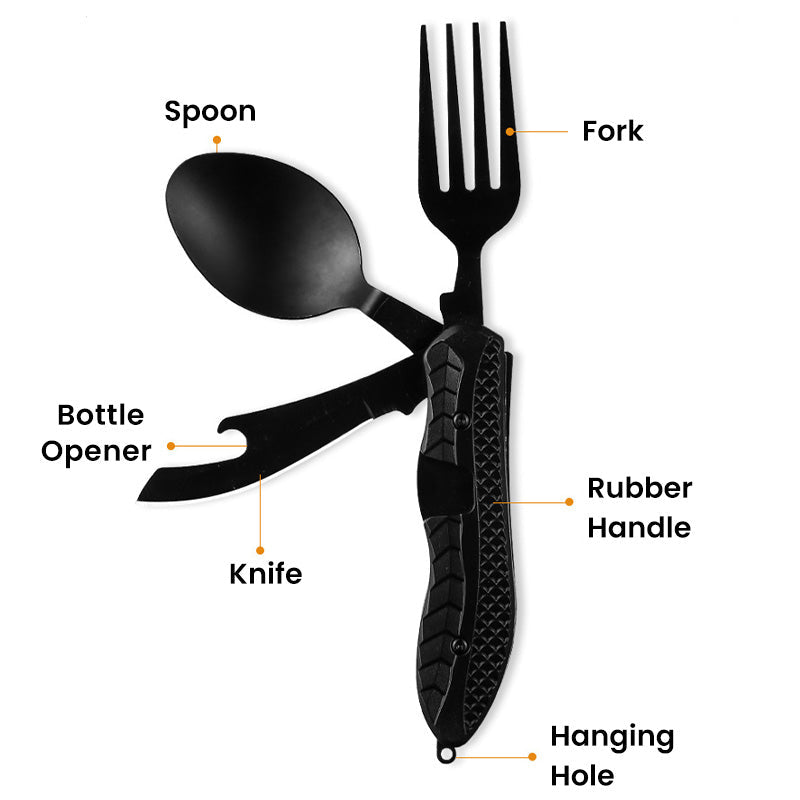 🎉🎉Surprise 50% off！🏕️Must-have for outdoor trips 🍴🥄4-In-1 Outdoor Folding Multifunctional Tableware