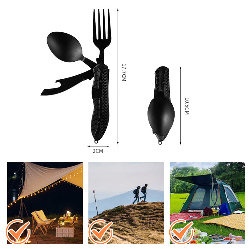 🎉🎉Surprise 50% off！🏕️Must-have for outdoor trips 🍴🥄4-In-1 Outdoor Folding Multifunctional Tableware