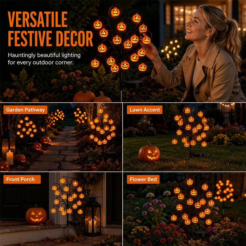 🎃 Pumpkin Solar Stake Lights– Halloween Outdoor Yard Decor
